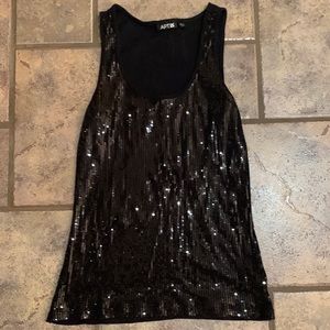 Black sequined tank top